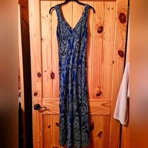 INC Double V Front & Back Black Paisley Deco Print Maxi Size M